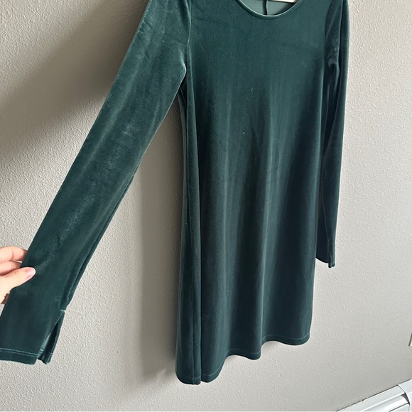 Gap Green Velvet Long Sleeve Shift Midi Dress Small Tall - Picture 3 of 11